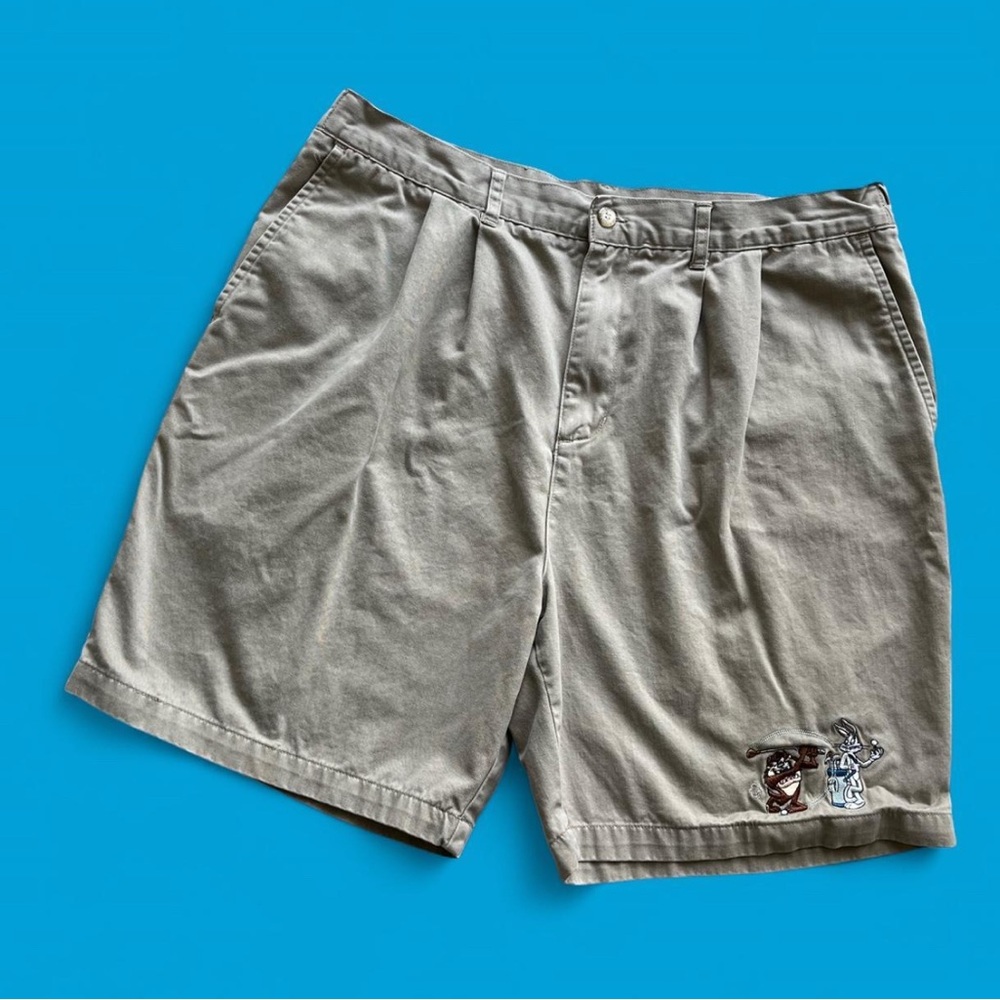 Vintage Warner Bros Looney Tunes Y2K 01’ Tan Chino Golf Shorts Mens 36x8(L)